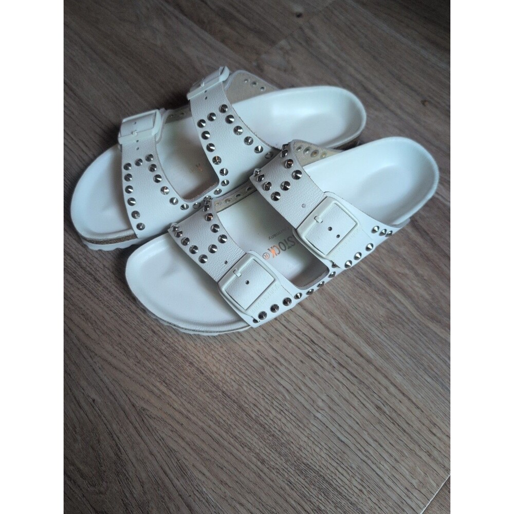 Birkenstock Arizona Studded White Leather Sandals EU 40 Womens 9-9.5 Rare